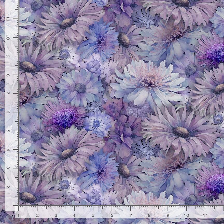 Timeless Treasures FLEUR CD4214 THISTLE 100% Cotton Fabric – Elegant Floral Print | Quilting & Dressmaking Fabric (TT Mystic Meadow 3)