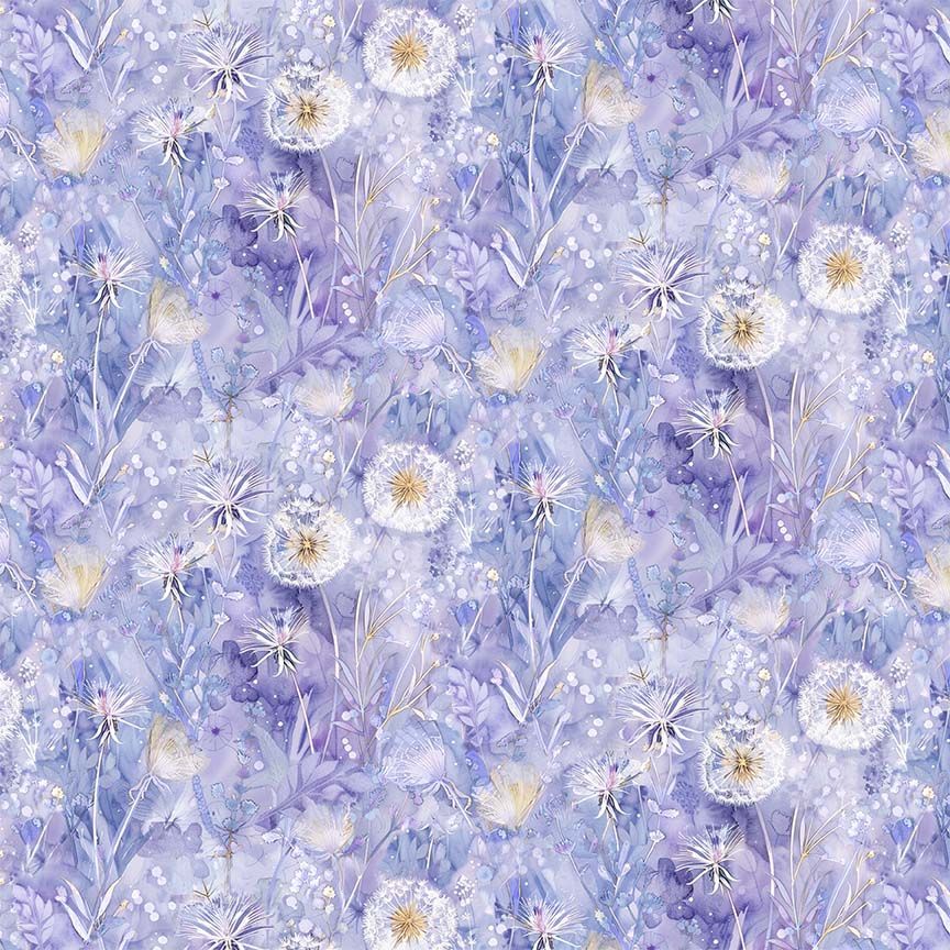 Timeless Treasures FLEUR CD4216 LILAC 100% Cotton Fabric Remnant (48cm x 112cm TT Mystic Meadow 5)