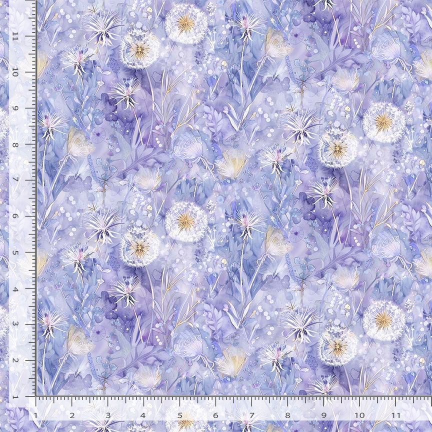 Timeless Treasures FLEUR CD4216 LILAC 100% Cotton Fabric Remnant (48cm x 112cm TT Mystic Meadow 5)