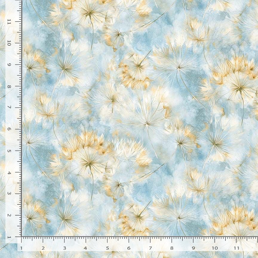 Timeless Treasures FLEUR-CD4217 SKY 100% Cotton Fabric – Soft Blue Dandelion Floral Print | Quilting & Dressmaking Fabric (TT Mystic Meadow 6)