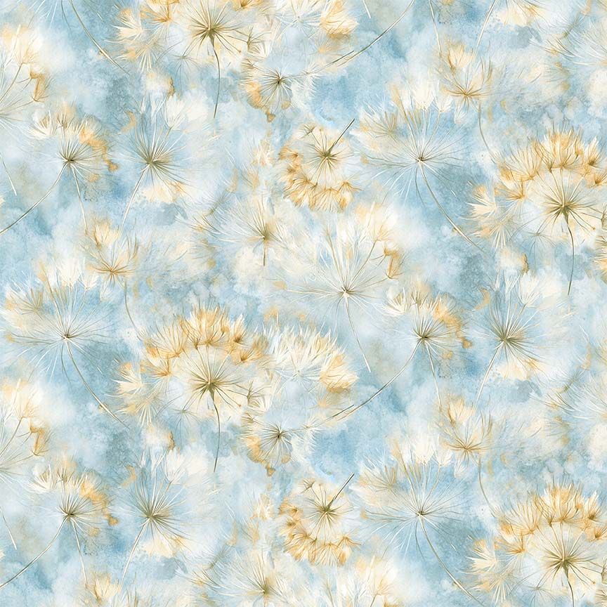 Timeless Treasures FLEUR-CD4217 SKY 100% Cotton Fabric – Soft Blue Dandelion Floral Print | Quilting & Dressmaking Fabric (TT Mystic Meadow 6)