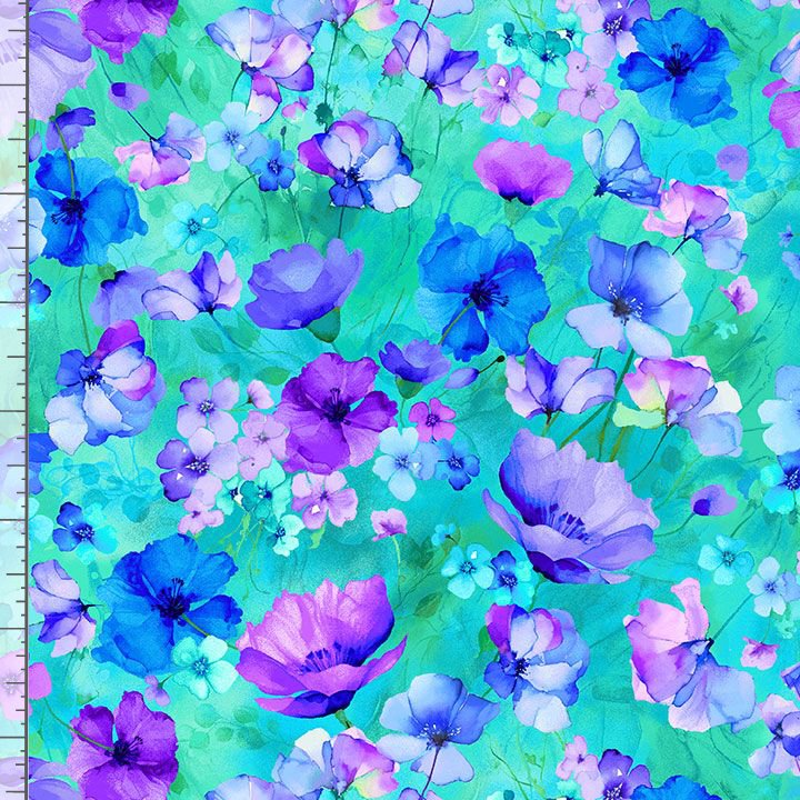 Timeless Treasures Stunning Floral Field Green Flowers (TT Bellagio 2)