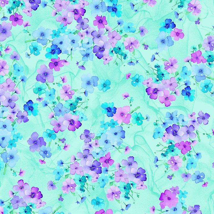 Timeless Treasures Small Floral Green Remnant (51cm x 112cm TT Bellagio 3)