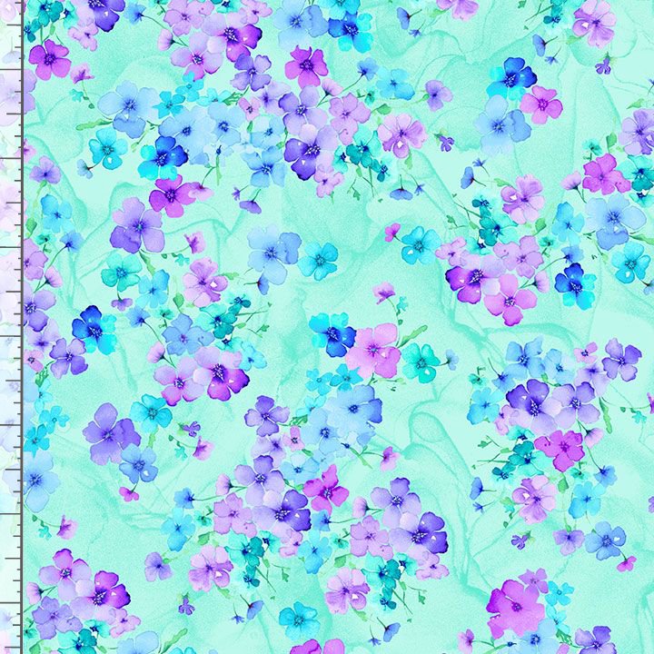 Timeless Treasures Small Floral Green Remnant (51cm x 112cm TT Bellagio 3)