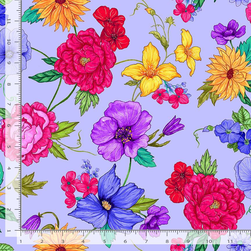 Timeless Treasures Large Floral Spaced 100% Cotton Fabric (TT Living Color 2)