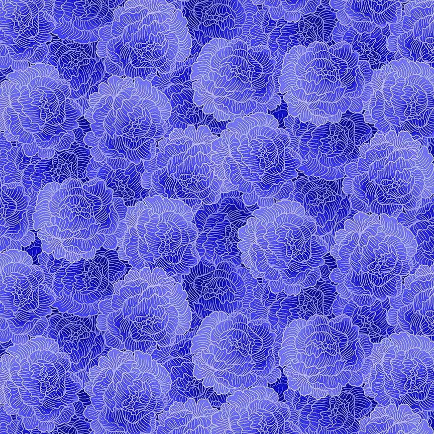 Timeless Treasures FLORA-CD4055 Blue Floral Quilting Cotton Remnant (34cm x 112cm TT Living Color 5)