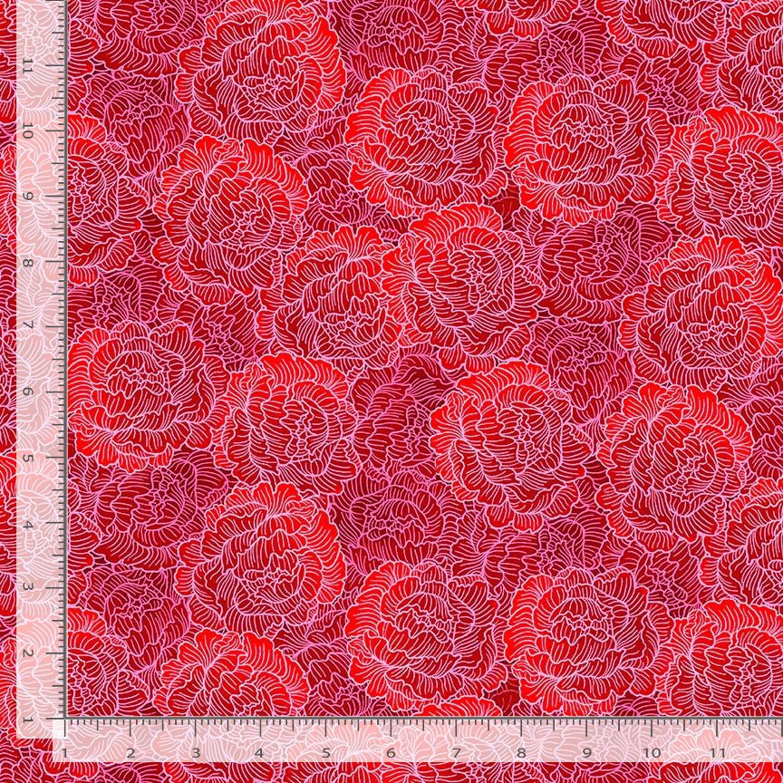 Timeless Treasures FLORA-CD4055 Red Floral Quilting Cotton Remnant (62cm x 112cm TT Living Color 6)