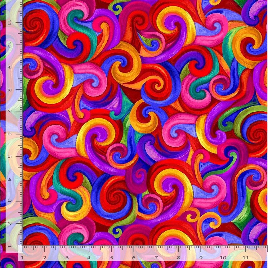 Timeless Treasures FLORA-CD4059 Multi Swirl Pattern Quilting Cotton Fabric (TT Living Color 9)