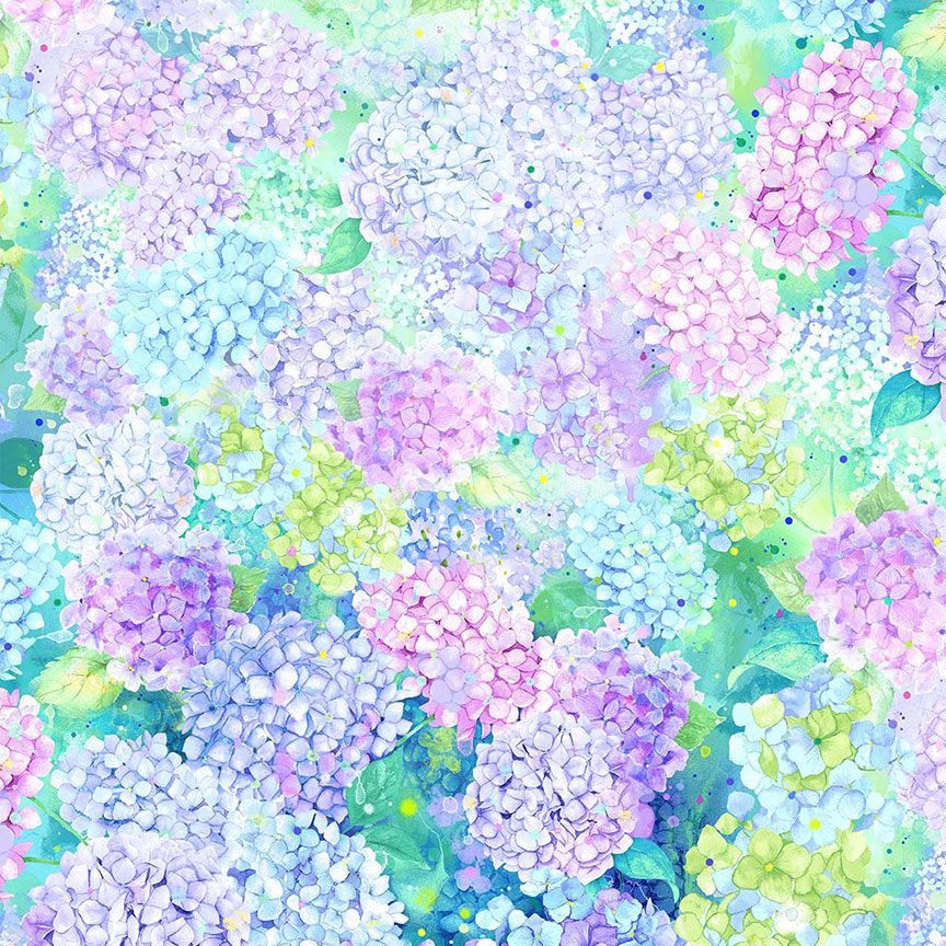 Timeless Treasures FLORA CD4241 MULTI Hydrangea Dream 100% Cotton Fabric – Watercolour Hydrangea Floral Print | Quilting, Dressmaking & Craft Fabric (TT Hydrangea Dream 1)