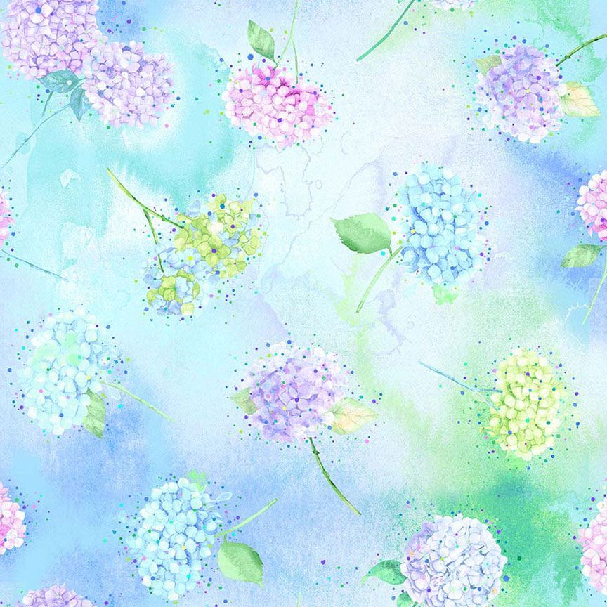 Timeless Treasures Hydrangea Dream FLORA CD4242 Sky 100% Cotton Fabric – Tossed Hydrangeas | Quilting, Dressmaking & Craft Fabric (TT Hydrangea Dream 2)