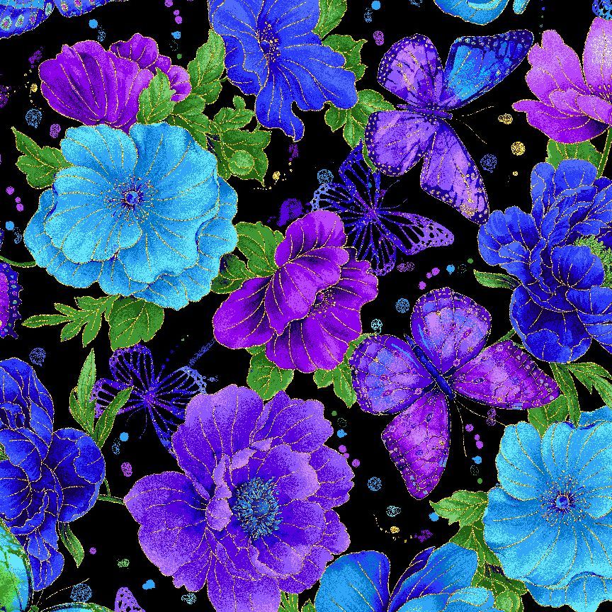 Timeless Treasures Evening Glow FLORA CM4101 Black Cotton 100% Cotton Fabric – Black Metallic Floral | Quilting, Dressmaking & Craft Fabric (TT Evening Glow 1)