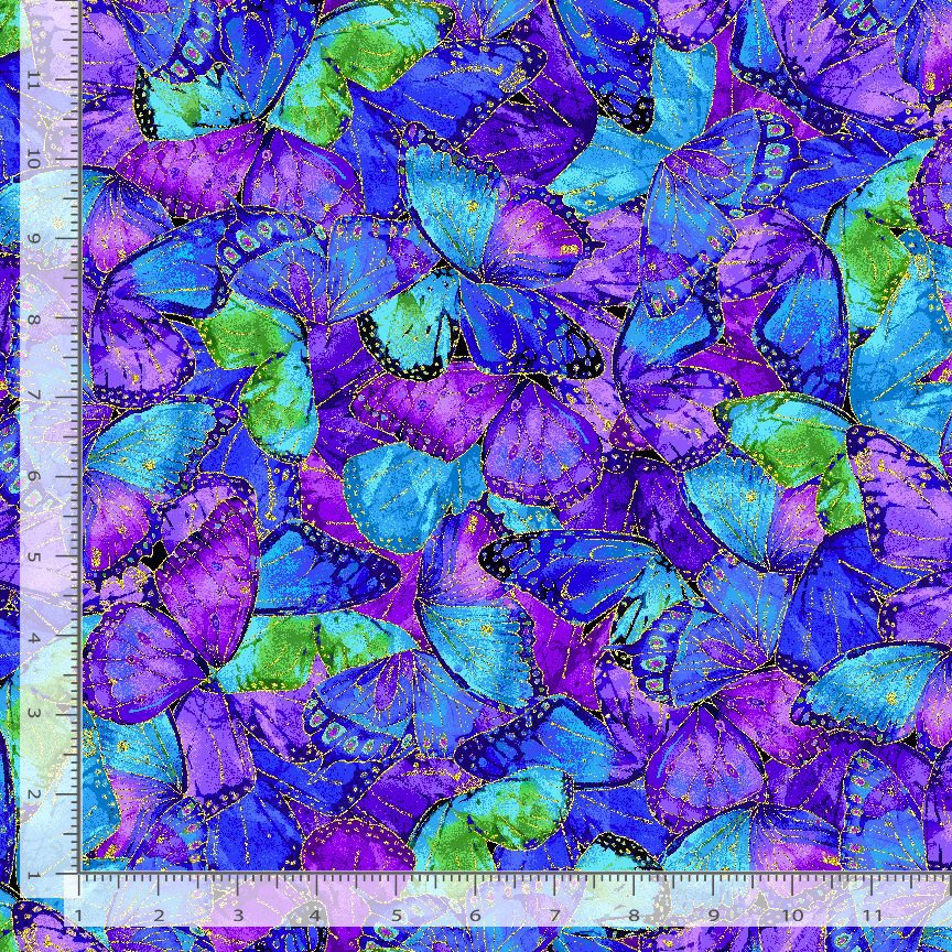 Timeless Treasures Evening Glow FLORA CM4103 MULTI 100% Cotton Fabric – Evening Glow Metallic Butterfly | Quilting, Dressmaking & Craft Fabric (TT Evening Glow 3)