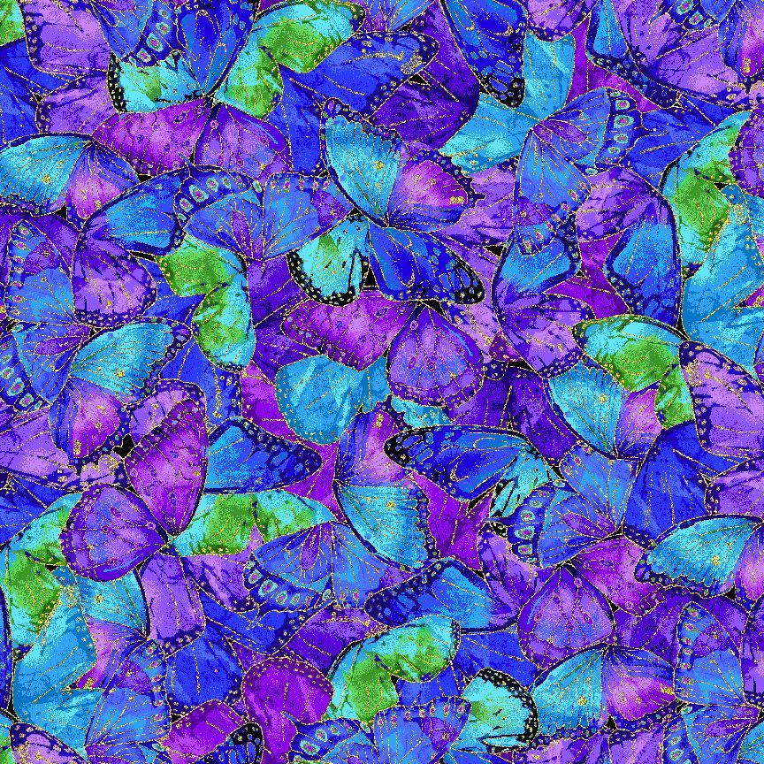 Timeless Treasures Evening Glow FLORA CM4103 MULTI 100% Cotton Fabric – Evening Glow Metallic Butterfly | Quilting, Dressmaking & Craft Fabric (TT Evening Glow 3)