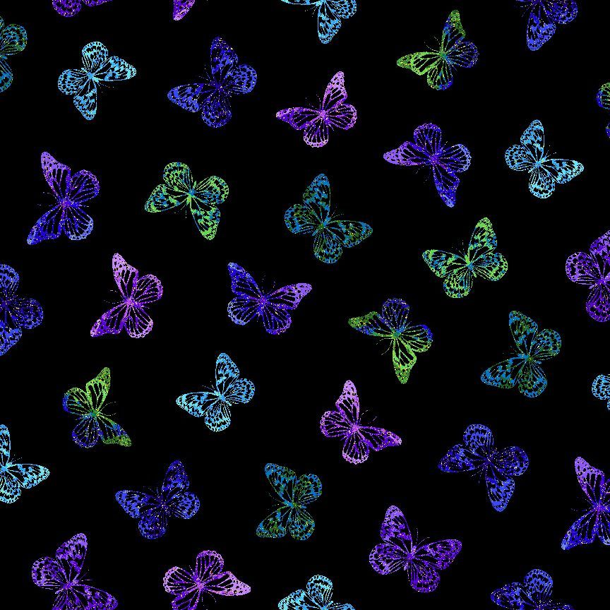 Timeless Treasures FLORA CM4104 BLACK 100% Cotton Fabric – Evening Glow Metallic Butterfly | Quilting, Dressmaking & Craft Fabric (TT Evening Glow 4)