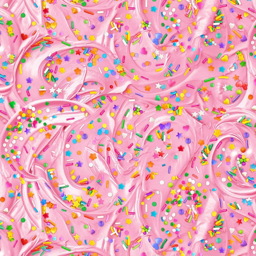 Timeless Treasures Packed Bright Pink Cupcake Frosting Sprinkles Remnant (34cm x 112cm TT The Sweet Life 1)