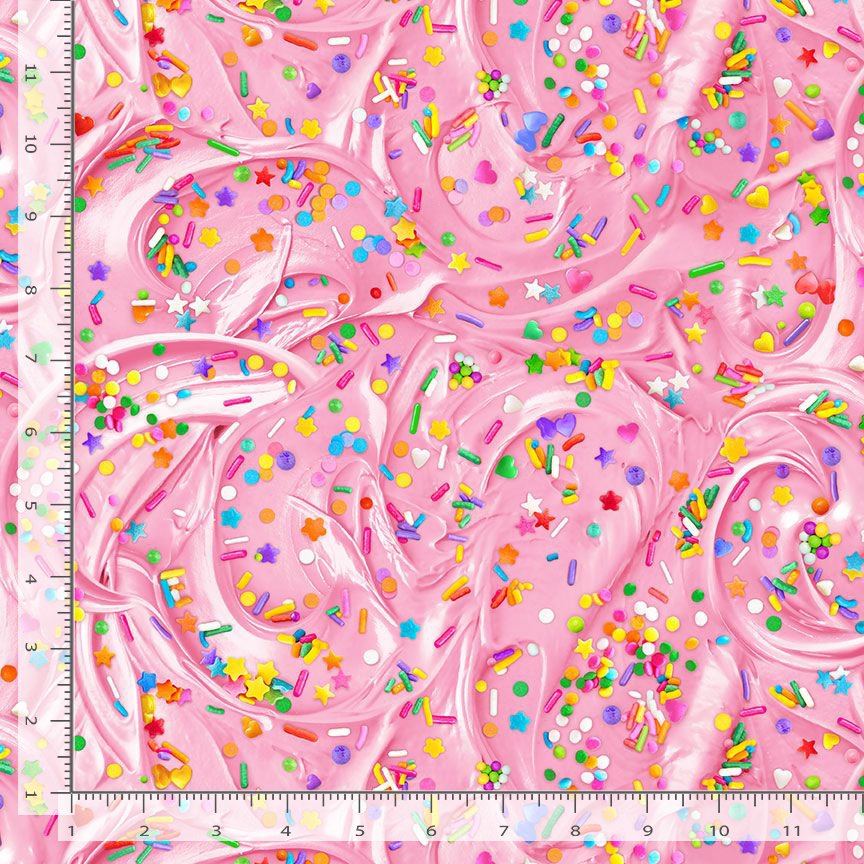 Timeless Treasures Packed Rainbow Cupcake Sprinkles Remnant (36cm x 112cm TT The Sweet Life 1)