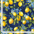 Timeless Treasures Yellow Lemon Bouquet Fruit Flowers Floral Navy (TT Limoncello)