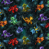 Timeless Treasures Mystical Tossed Baby Dragons Creatures Forest (FAT QUARTER - TT Baby Dragons 1)