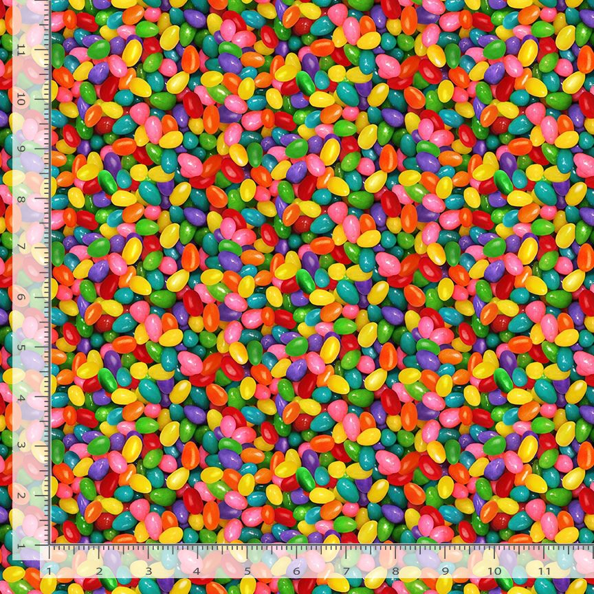 Timeless Treasures Packed Bright Rainbow Jelly Beans Sweets Treats Confectionery (TT Got The Munchies)