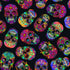 Timeless Treasures Bright Floral Multi-Coloured Sugar Skulls Halloween Spooky Black (TT Day Of The Dead 4)