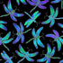 Timeless Treasures Metallic Iridescent Dragonflies Black (TT Iridescent Dragonfly)