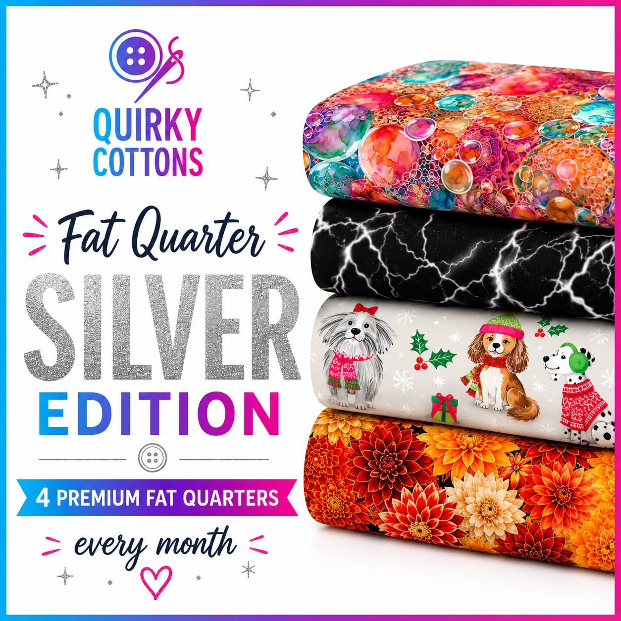 The Quirky Cottons Club – FAT QUARTER SILVER Edition