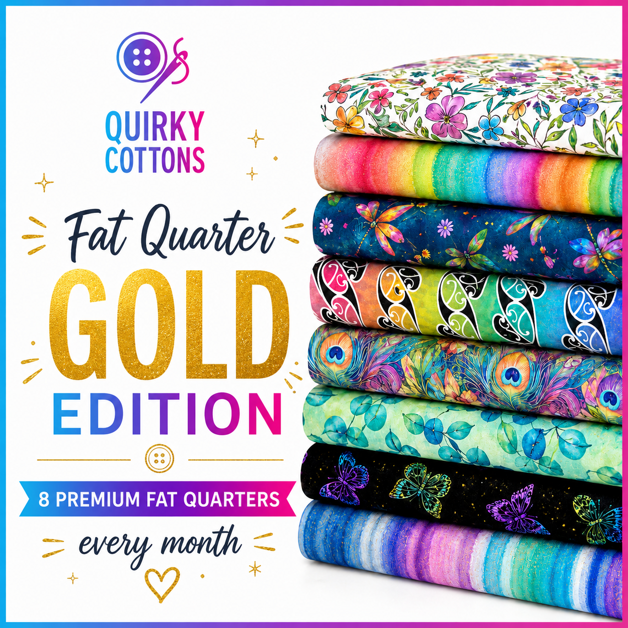 The Quirky Cottons Club – FAT QUARTER GOLD Edition