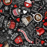 Timeless Treasures Hot Chocolate Winter Drinks & Text Scarf Mitten Cocoa Black Remnant (34cm x 112cm TT Frosty Delights 5)