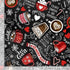 Timeless Treasures Hot Chocolate Winter Drinks & Text Scarf Mitten Cocoa Black Remnant (34cm x 112cm TT Frosty Delights 5)