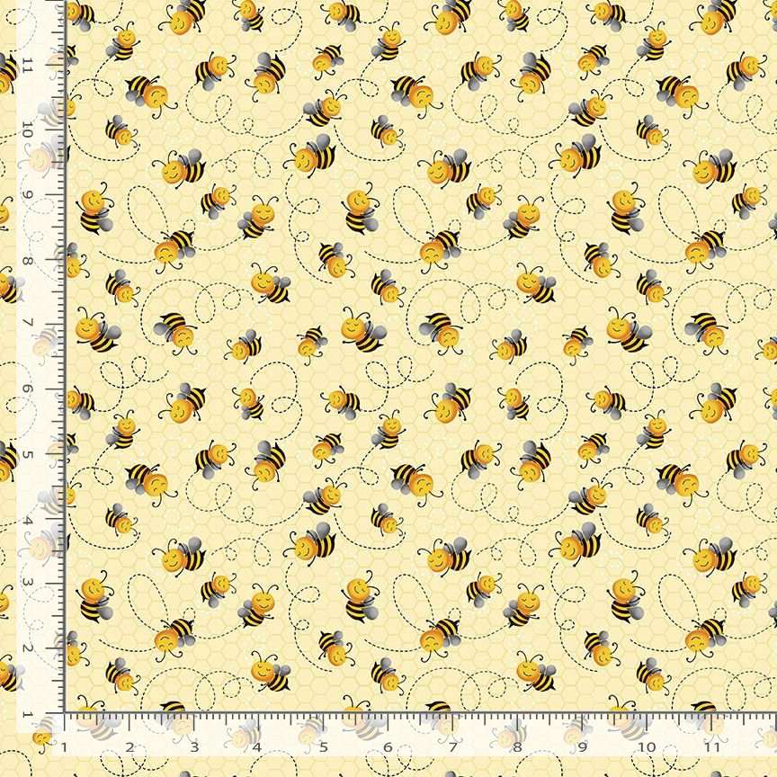 Timeless Treasures Cute Flying Bees Yellow (TT Home Is Where My Honey Is 2)