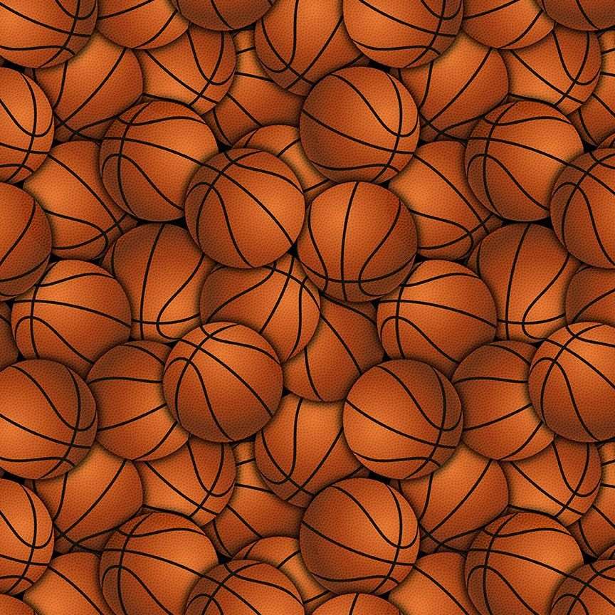 Timeless Treasures Packed Basketballs Sport Orange Remnant (41cm x 112cm TT Basketball)
