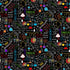 Timeless Treasures Bright Science Doodles Black Remnant (35cm x 112cm TT Spaced Out 4)