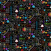 Timeless Treasures Bright Science Doodles Black Remnant (23cm x 112cm TT Spaced Out 4)
