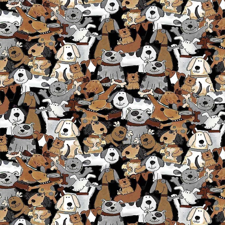 Timeless Treasures GAIL CD4001 Brown Cartoon Dog 100% Cotton Fabric – Cute Dog Print Quilting Cotton for Sewing & Crafts (TT Dog's Rule 2)
