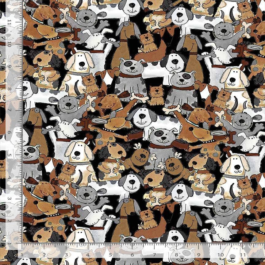 Timeless Treasures GAIL CD4001 Brown Cartoon Dog 100% Cotton Fabric – Cute Dog Print Quilting Cotton for Sewing & Crafts (TT Dog's Rule 2)