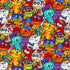 Timeless Treasures Stacked Bright Colourful Cats Feline Animals Multicoloured Remnant (22cm x 112cm TT Meow You Doing 3)