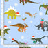 Timeless Treasures 100% Cotton Fabric Christmas Snowflakes Holiday Christmas Dinosaurs Blue Remnant (34cm x 112cm TT Santa-Saurus1)