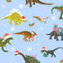 Timeless Treasures 100% Cotton Fabric Christmas Snowflakes Holiday Christmas Dinosaurs Blue Remnant (34cm x 112cm TT Santa-Saurus1)