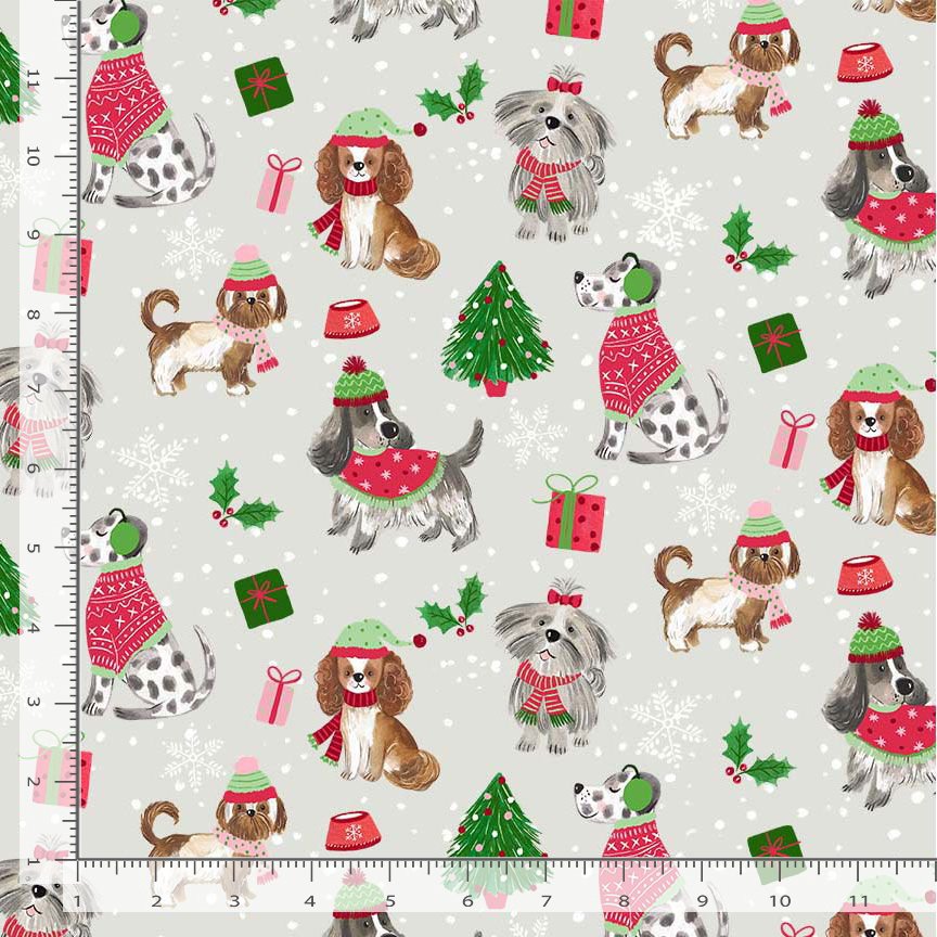 Timeless Treasures HOLIDAY CD4073 GREY Christmas Novelty Dogs 100% Cotton Fabric | Quilting, Dressmaking & Craft Fabric (TT Christmas Cheer 1)