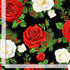 Timeless Treasures Large Roses & Pinecone Bouquet Metallic Christmas Floral Black (TT Winter Rose 1)