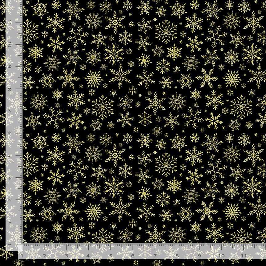 Timeless Treasures Christmas Winter Snowflakes Metallic Black (TT Winter Rose 9)