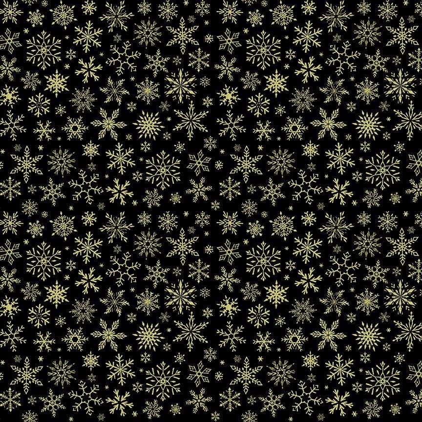 Timeless Treasures Christmas Winter Snowflakes Metallic Black (TT Winter Rose 9)