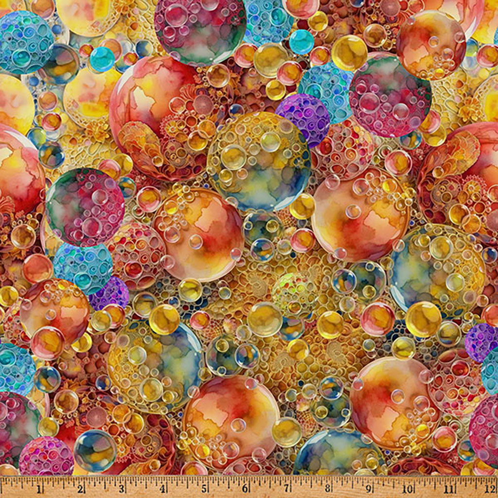 Hoffman X5619H-47 GOLD Bubblelicious 100% Cotton Fabric – Colourful Bubble Print Quilting Cotton for Sewing & Crafts (Hoff Bubblelicious 2)