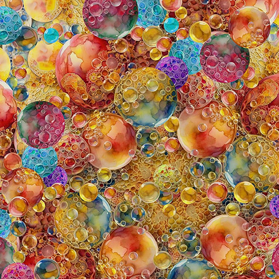 Hoffman X5619H-47 GOLD Bubblelicious 100% Cotton Remnant (67cm x 112cm Hoff Bubblelicious 2)