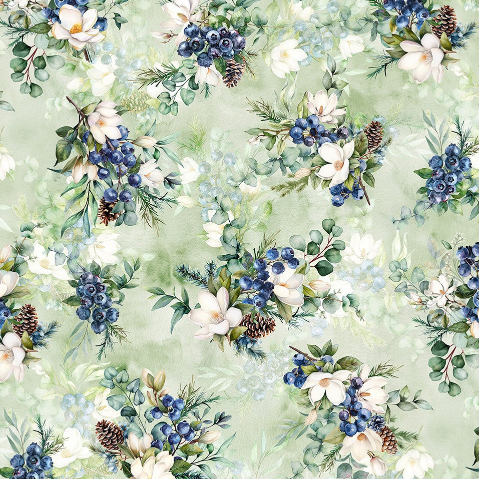 Hoffman Forest Fawn Garden Berries & Eucalyptus Green (Hoff Forest Fawn 1)