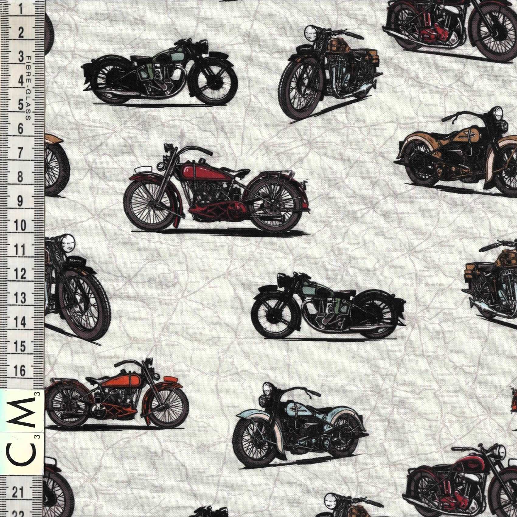 Nutex Motorcycle Hobby Bike Retro Transport Vintage Map Light Grey (Live To Ride 1)