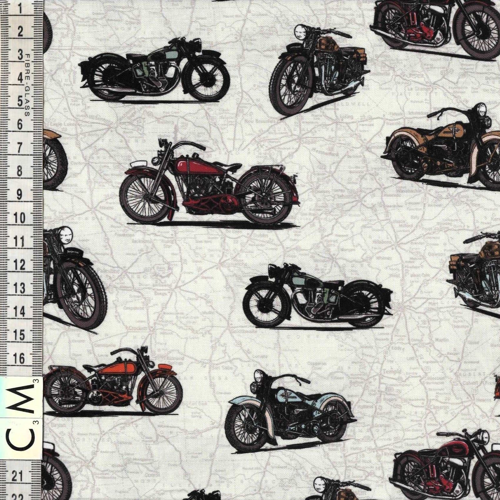 Nutex Motorcycle Hobby Bike Retro Transport Vintage Map Light Grey (Live To Ride 1)