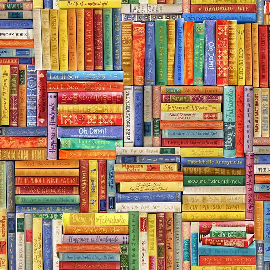 Timeless Treasures Sewing Library Books Multi-Coloured (TT Sew Strong 1)