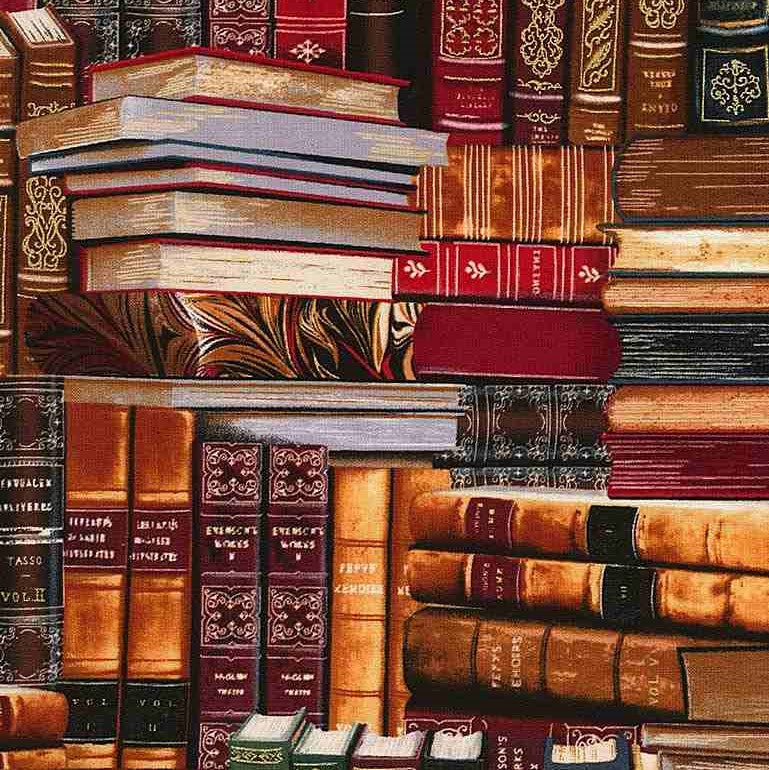 Timeless Treasures Metallic Library Books Multi-Coloured Remnant (36cm x 112cm TT Packed Books)