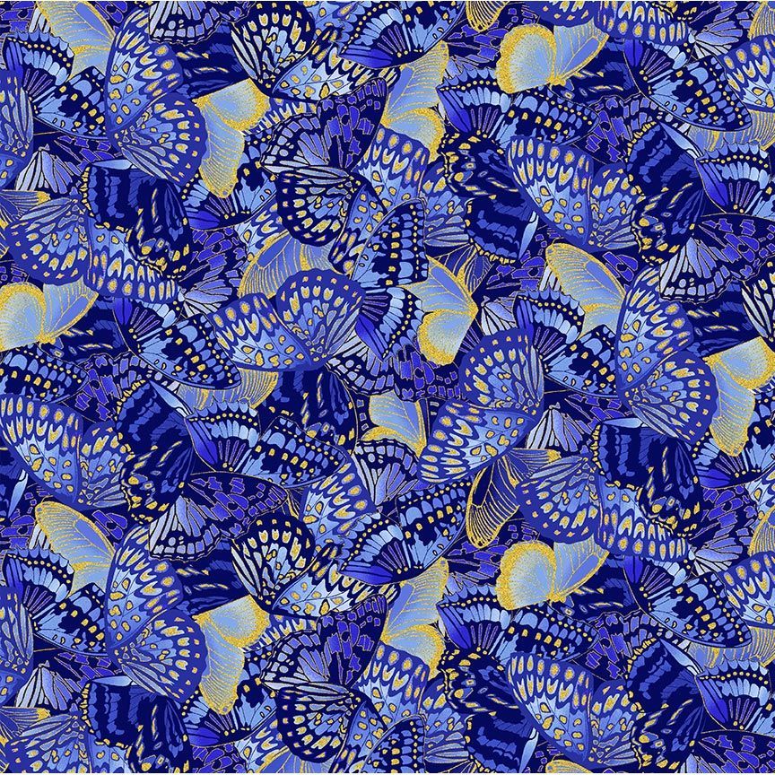 Timeless Treasures Butterflies Packed Metallic Blue (TT Moonlight 5)